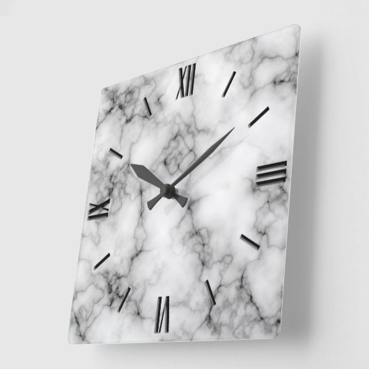 Gem Stone Pattern, Graue und schwarze Marmor Quadratische Wanduhr (Winkel)