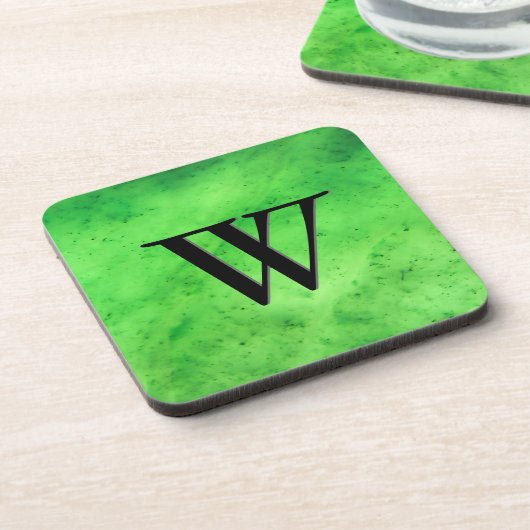 Gem Stone Pattern, Limettengrüne Jade & Black Onyx Getränkeuntersetzer (Linke Seite)