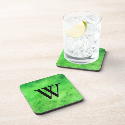 Gem Stone Pattern, Limettengrüne Jade & Black Onyx Getränkeuntersetzer (Rechte Seite)