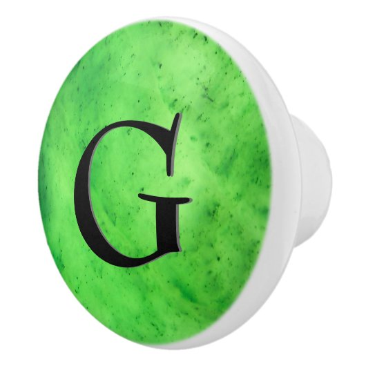 Gem Stone Pattern, Limettengrüne Jade & Black Onyx Keramikknauf (Rechts)