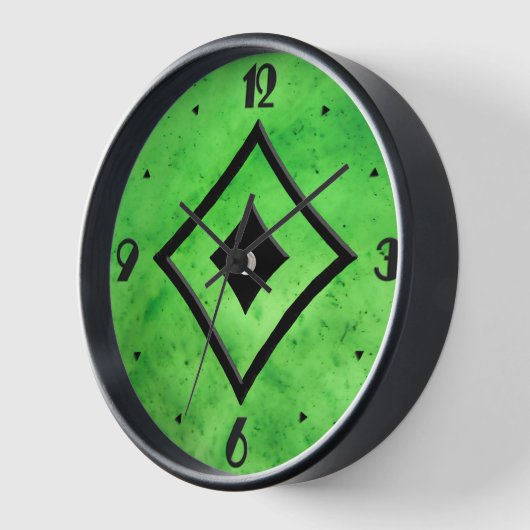 Gem Stone Pattern, Limettengrüne Jade & Black Onyx Uhr (Winkel)