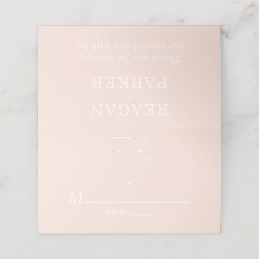 Gem Stones Custom Pastel Wedding Platzkarte (Außenseite Aufgefaltet)
