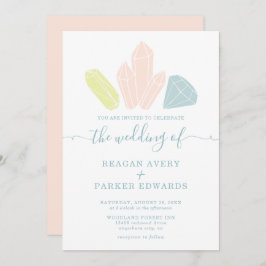 Gem Stones Elegant Pastel Wedding Einladung
