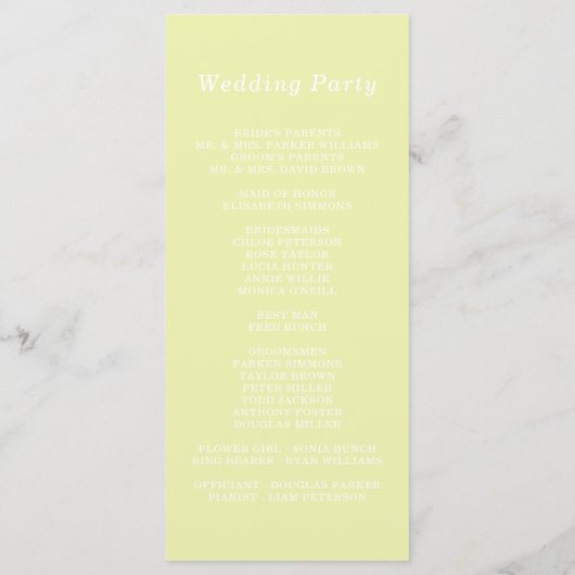 Gem Stones Modern Pastel Green Wedding Programm (Rückseite)