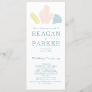 Gem Stones Modern Pastel Green Wedding Programm