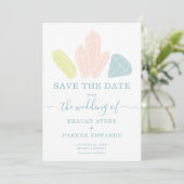 Gem Stones Pastel Blue Elegante Hochzeit Save The Date (Stehend Vorderseite)