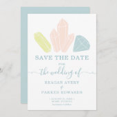 Gem Stones Pastel Blue Elegante Hochzeit Save The Date (Vorne/Hinten)