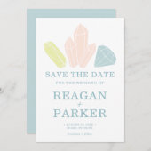 Gem Stones Pastel Blue Elegante Hochzeit Save The Date (Vorne/Hinten)