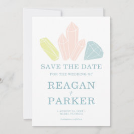 Gem Stones Pastel Blue Elegante Hochzeit Save The Date