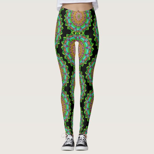 Gemacht für Bewegung! Mandala Design Leggings (Vorderseite)