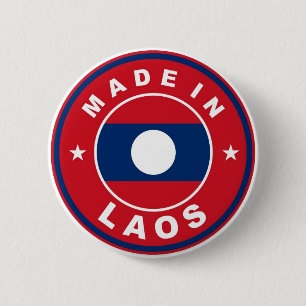 gemacht im Laos-Landesflaggeproduktaufkleber rund Button