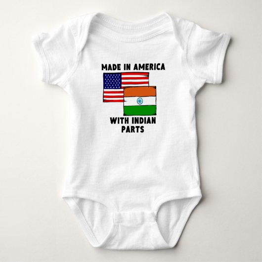 Gemacht in Amerika mit indischen Teilen Baby Strampler (Vorderseite)