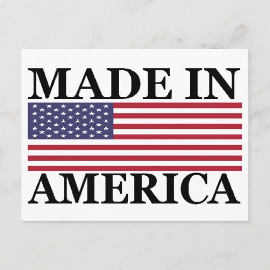 GEMACHT IN AMERIKA POSTKARTE (Vorderseite)