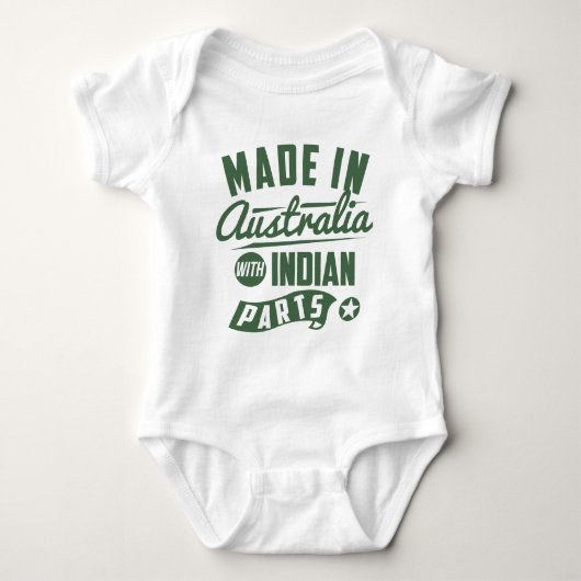 Gemacht in Australien mit indischen Teilen Baby Strampler (Vorderseite)