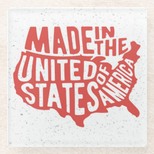 Gemacht in der USA-Typografie Glasuntersetzer