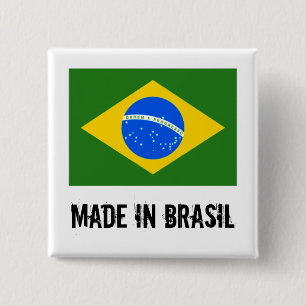 Gemacht in quadratischem Knopf Brasiliens Button