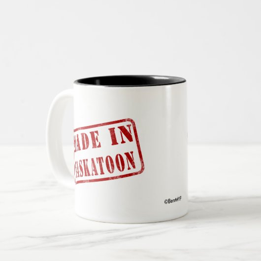 Gemacht in Saskatoon Zweifarbige Tasse (Vorderseite Links)