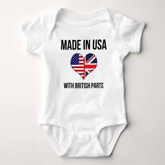 Gemacht in USA mit britischen Teilen Baby Strampler (Vorderseite)