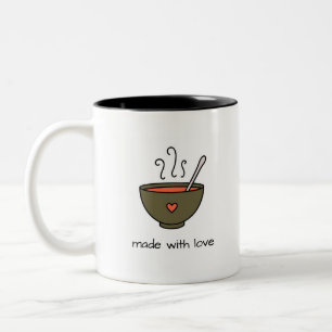 Gemacht mit der Liebe-Suppen-Tasse Zweifarbige Tasse