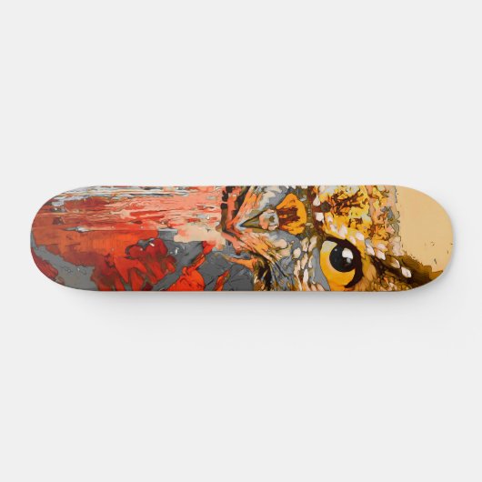 Gemälde, abstrakter Hintergrund in Rot, Gold Skateboard (Horizontal)