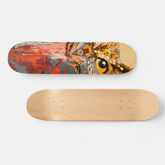 Gemälde, abstrakter Hintergrund in Rot, Gold Skateboard (Horizontal)
