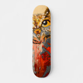 Gemälde, abstrakter Hintergrund in Rot, Gold Skateboard (Vorne)