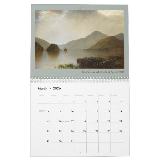 Gemälde an der American Fine Art Hudson River Scho Kalender (Mär 2026)