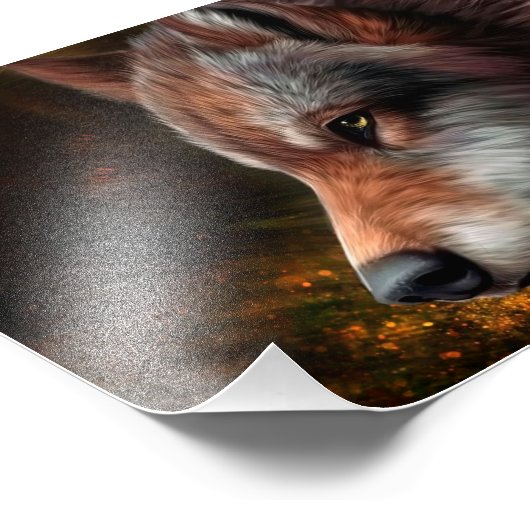 Gemälde an einem mächtigen Wolf Fotodruck (Ecke)