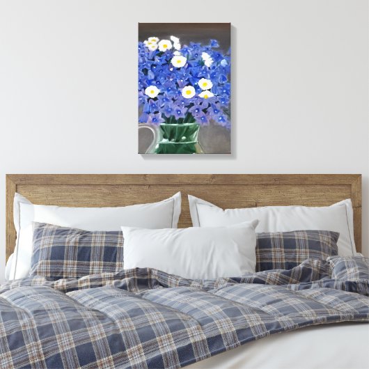 Gemälde auf Leinwand drucken blaue Blumen (Insitu (Schlafzimmer))