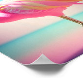Gemälde aus pastellblau-rosa Flamingo Poster (Ecke)