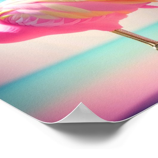 Gemälde aus pastellblau-rosa Flamingo Poster (Ecke)