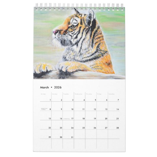 Gemälde aus süße Tier und Vögeln Kalender (Mär 2026)
