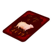 Gemälde Bambus Chinesischer Rahmen Pig Jahr 2019 M Magnet (Linke Seite)
