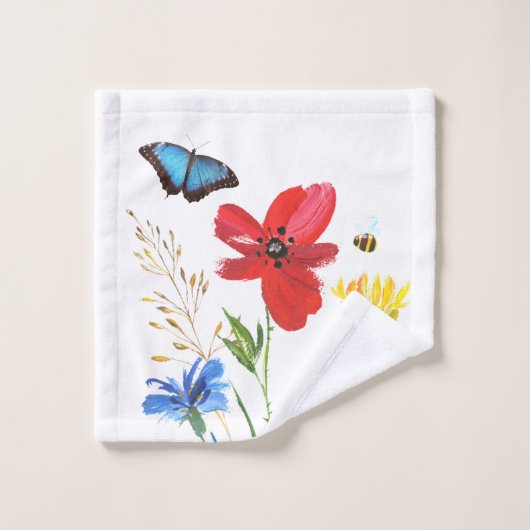 Gemälde Blumengarten Badezimmer Handtuch Set (Waschlappen)