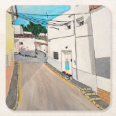 Gemälde Calle Cabanilles von Alfred Fox Rechteckiger Pappuntersetzer (Vorderseite)