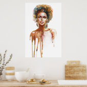 Gemälde der Afrikanerin, Aquarellbilder Poster (Küche)