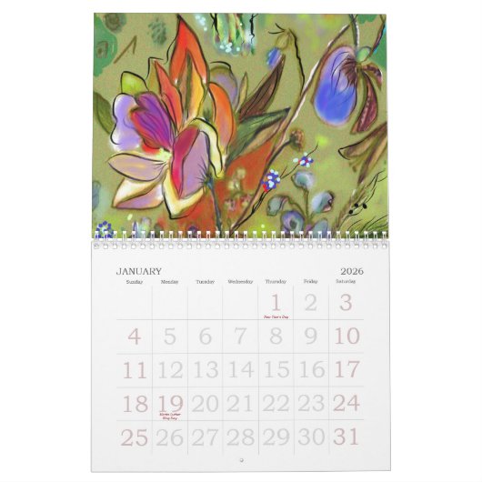 Gemälde der Blume Kalender (Jan 2026)