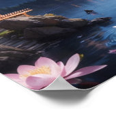 Gemälde der herrlichen Sakura Winternacht Poster (Ecke)