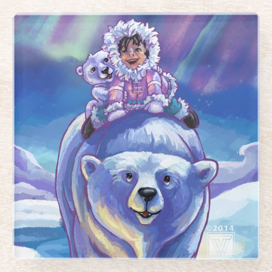 Gemälde des Bärenbusses Glasuntersetzer (Vorderseite)