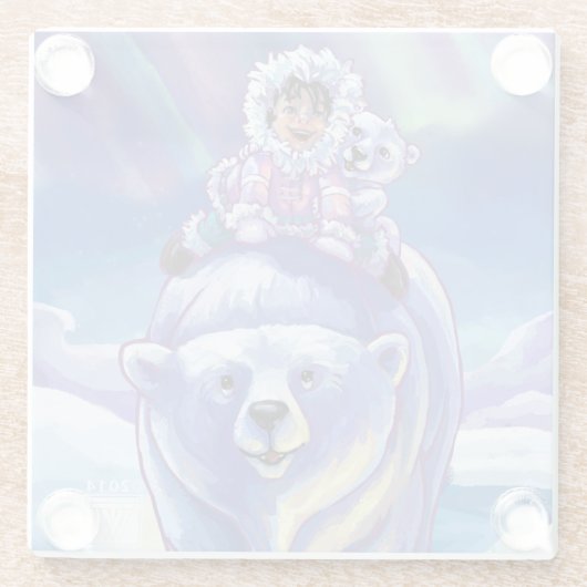 Gemälde des Bärenbusses Glasuntersetzer (Rückseite)