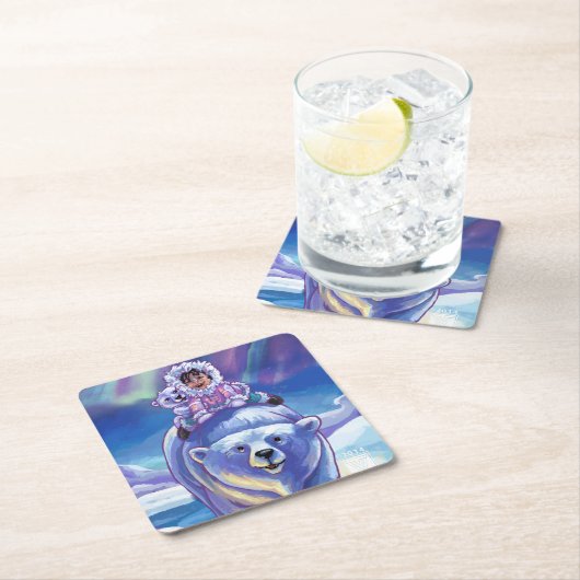 Gemälde des Bärenbusses Rechteckiger Pappuntersetzer (Vor Ort)