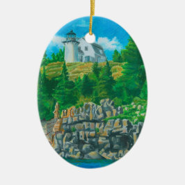 Gemälde des Bear Island Leuchtturms Keramik Ornament