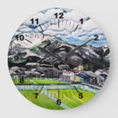 Gemälde des Berges Fuji von Alfred Fox Große Wanduhr (Vorderseite)