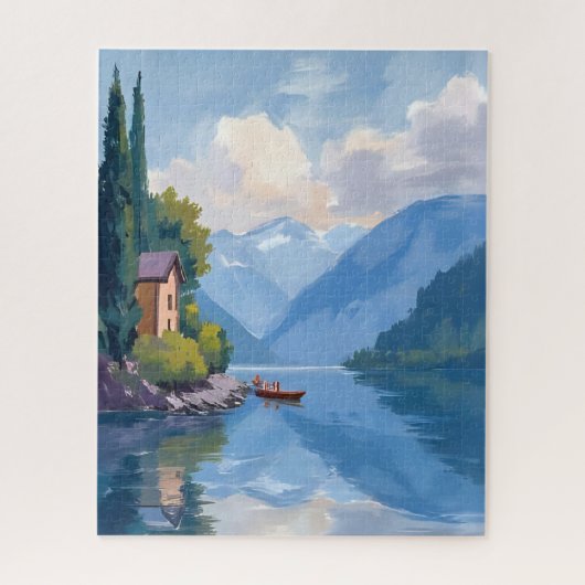 Gemälde des Comer Sees, Italien Puzzle (Vertikal)