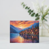 Gemälde des Comer Sonnenuntergangs | Italien Reise Postkarte (Stehend Vorderseite)