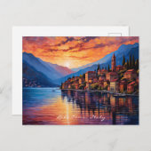 Gemälde des Comer Sonnenuntergangs | Italien Reise Postkarte (Vorne/Hinten)