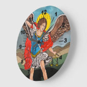 Gemälde des Erzengels Michael von Alfred Fox Große Wanduhr (Winkel)