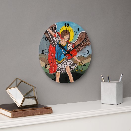 Gemälde des Erzengels Michael von Alfred Fox Große Wanduhr (Büro)