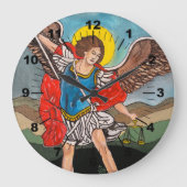 Gemälde des Erzengels Michael von Alfred Fox Große Wanduhr (Vorderseite)