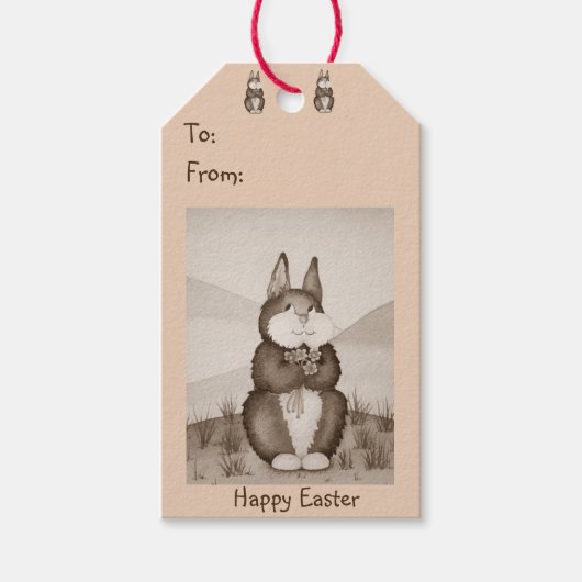 Gemälde des niedlichen Hasen lächelnd Geschenkanhänger (Vorderseite)